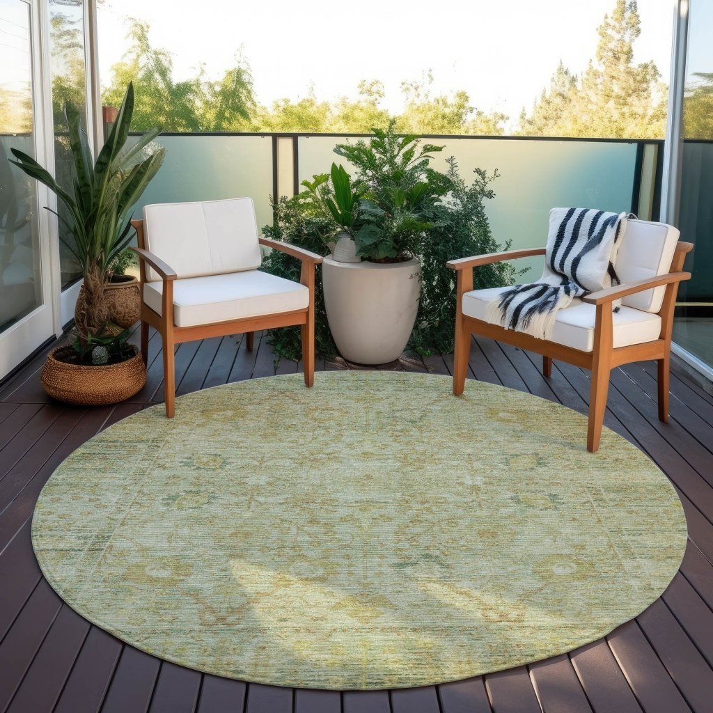 LOOMLAN Rugs Vilnius Green Washable Indoor-Outdoor Rug