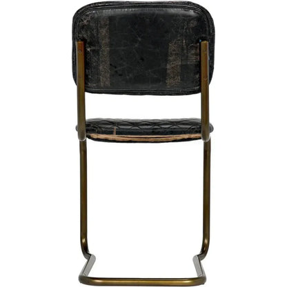 Vintage Leather Armless Dining Chair - LOOMLAN - Noir - Dining Chairs
