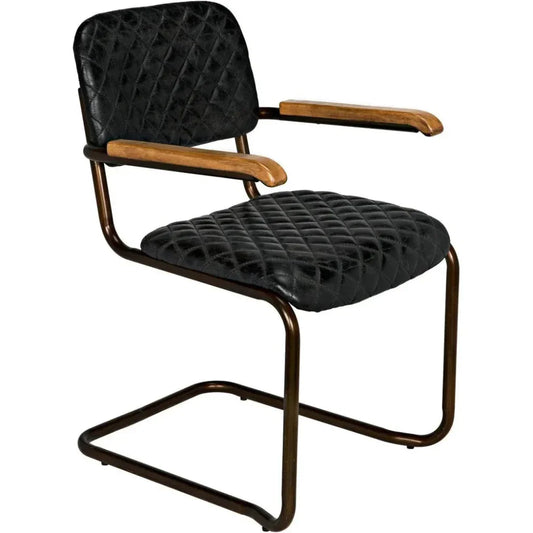 Noir Vintage Leather Armless Dining Chair