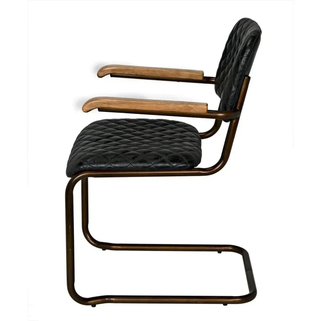 Vintage Leather Armless Dining Chair - LOOMLAN - Noir - Dining Chairs