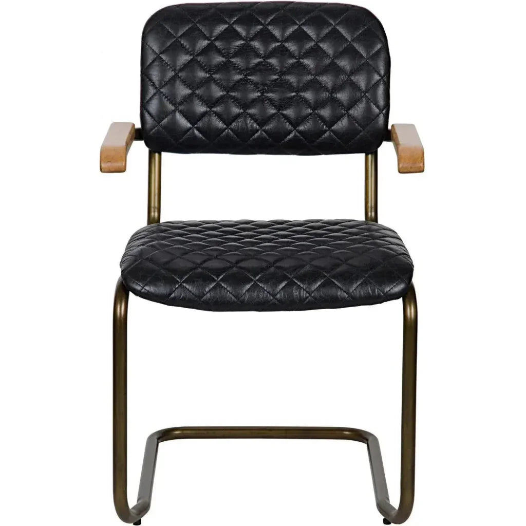 Vintage Leather Armless Dining Chair - LOOMLAN - Noir - Dining Chairs