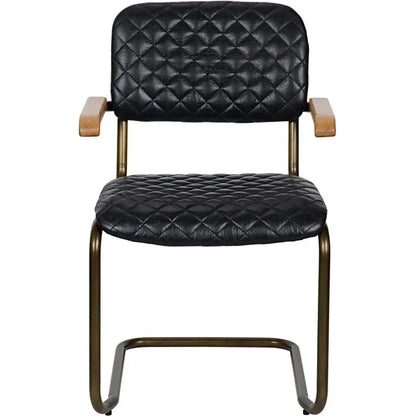 Vintage Leather Armless Dining Chair - LOOMLAN - Noir - Dining Chairs