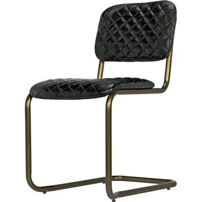 Vintage Leather Armless Dining Chair - LOOMLAN - Noir - Dining Chairs