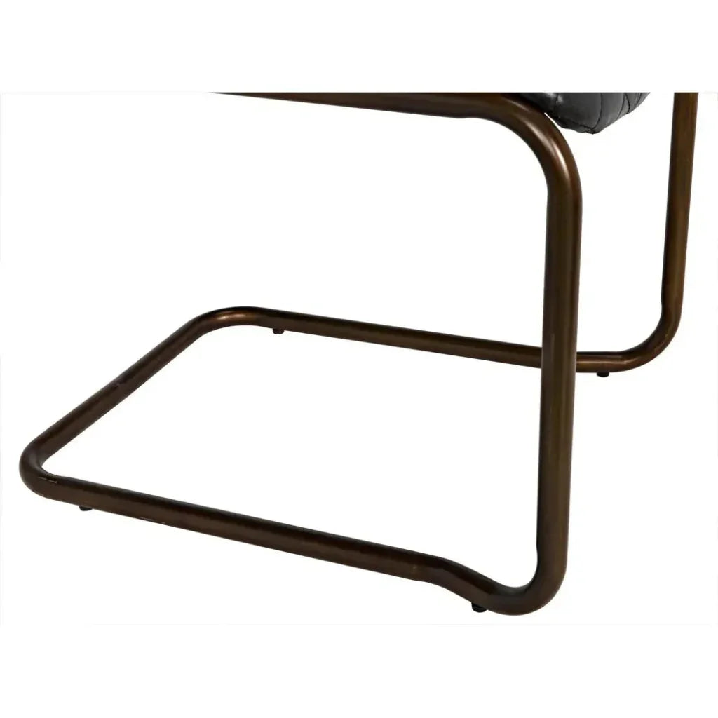 Vintage Leather Armless Dining Chair - LOOMLAN - Noir - Dining Chairs