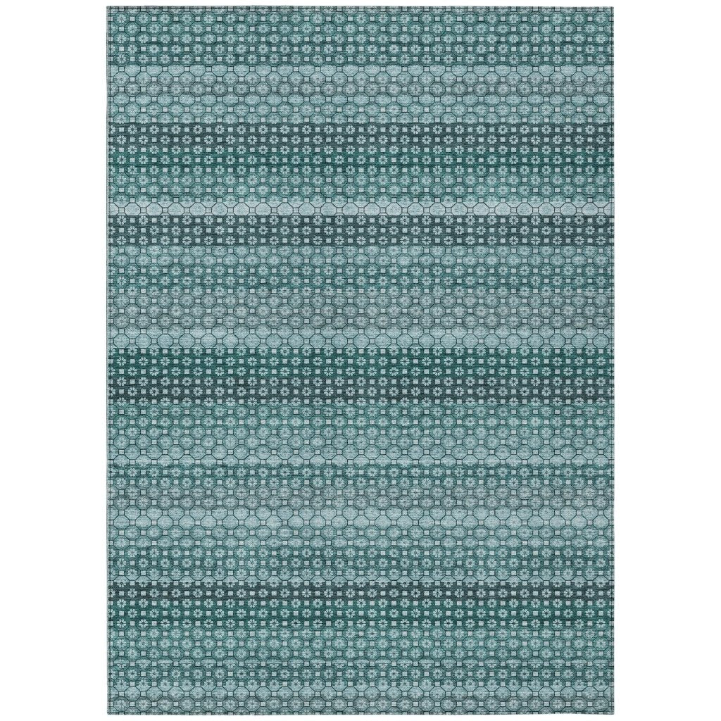 LOOMLAN Rugs Violina Teal Washable Indoor-Outdoor Rug