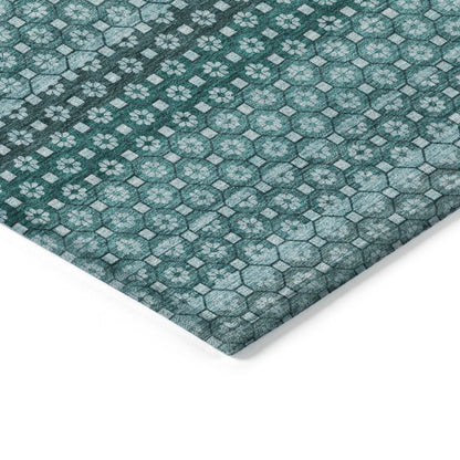 LOOMLAN Rugs Violina Teal Washable Indoor-Outdoor Rug