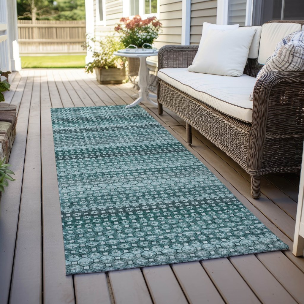 LOOMLAN Rugs Violina Teal Washable Indoor-Outdoor Rug