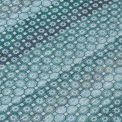 LOOMLAN Rugs Violina Teal Washable Indoor-Outdoor Rug
