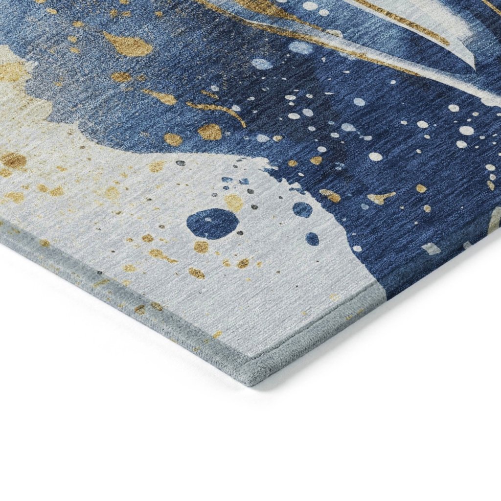 LOOMLAN Rugs Vionetta Blue Washable Indoor-Outdoor Rug