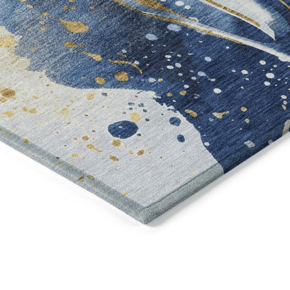 LOOMLAN Rugs Vionetta Blue Washable Indoor-Outdoor Rug