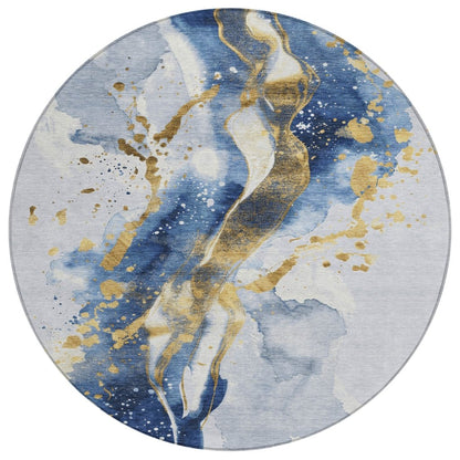 LOOMLAN Rugs Vionetta Blue Washable Indoor-Outdoor Rug