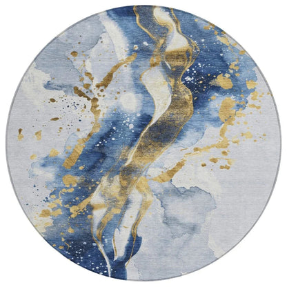 LOOMLAN Rugs Vionetta Blue Washable Indoor-Outdoor Rug