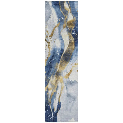 LOOMLAN Rugs Vionetta Blue Washable Indoor-Outdoor Rug