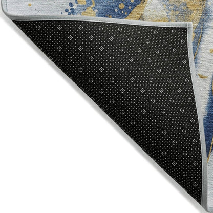 LOOMLAN Rugs Vionetta Blue Washable Indoor-Outdoor Rug