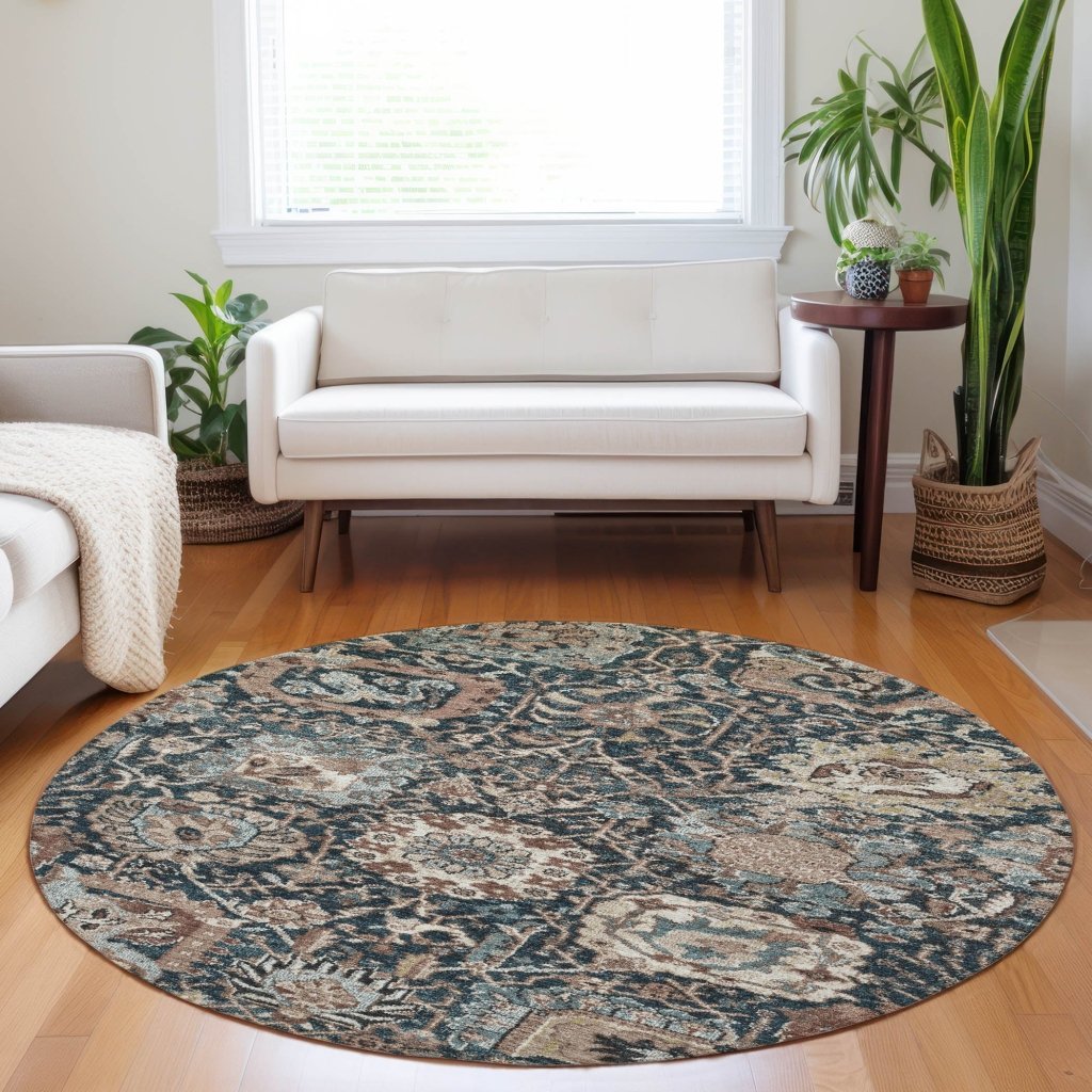 LOOMLAN Rugs Vionith Brown Washable Indoor-Outdoor Rug