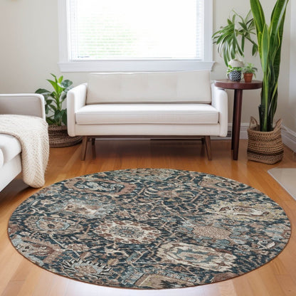 LOOMLAN Rugs Vionith Brown Washable Indoor-Outdoor Rug