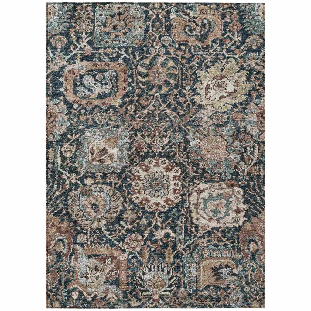 LOOMLAN Rugs Vionith Brown Washable Indoor-Outdoor Rug