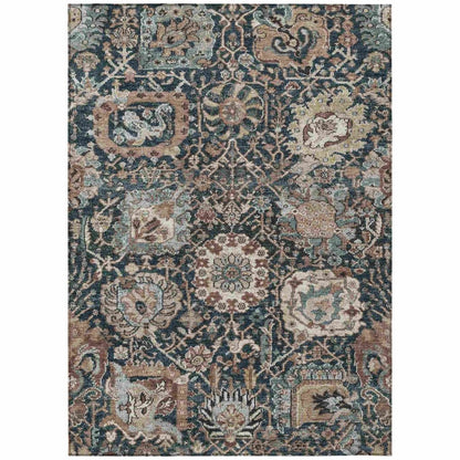 LOOMLAN Rugs Vionith Brown Washable Indoor-Outdoor Rug