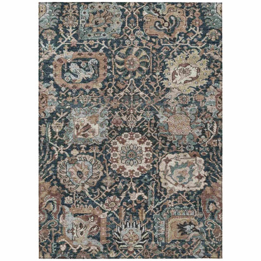 LOOMLAN Rugs Vionith Brown Washable Indoor-Outdoor Rug