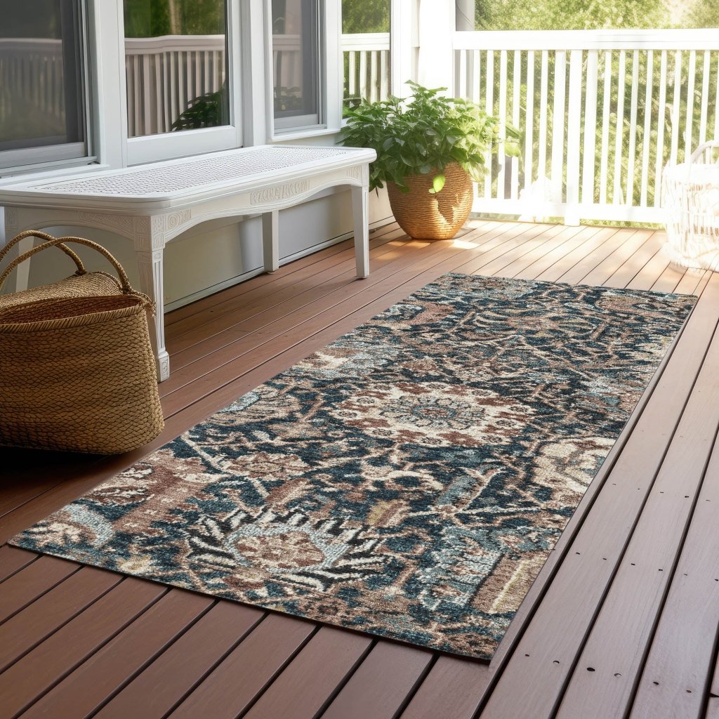 LOOMLAN Rugs Vionith Brown Washable Indoor-Outdoor Rug