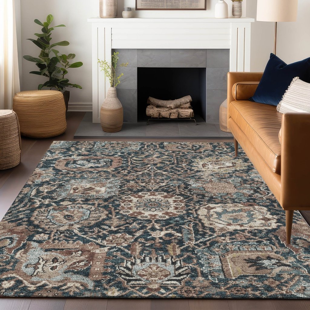 LOOMLAN Rugs Vionith Brown Washable Indoor-Outdoor Rug