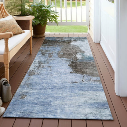 LOOMLAN Rugs Vionna Blue Washable Indoor-Outdoor Rug