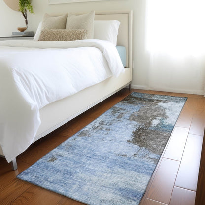 LOOMLAN Rugs Vionna Blue Washable Indoor-Outdoor Rug