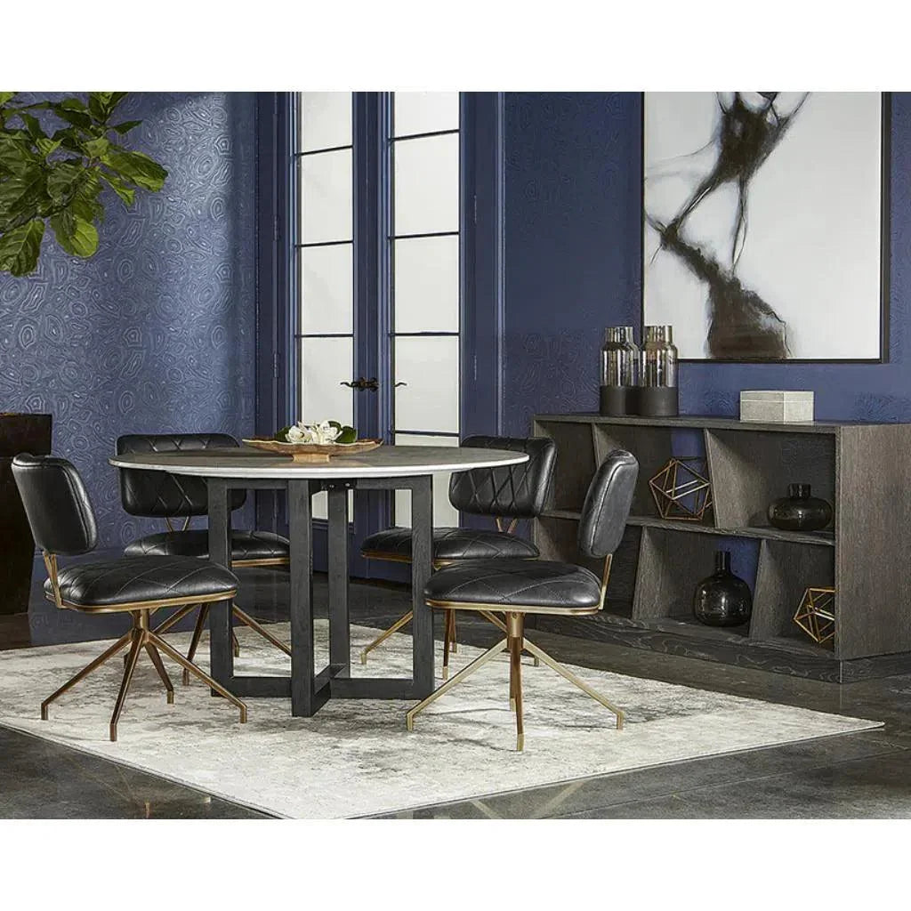 SUNPAN Virtu Leather Swivel Dining Chair 2PC