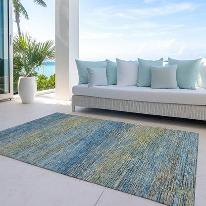 LOOMLAN Rugs Viya Blue Washable Indoor-Outdoor Rug