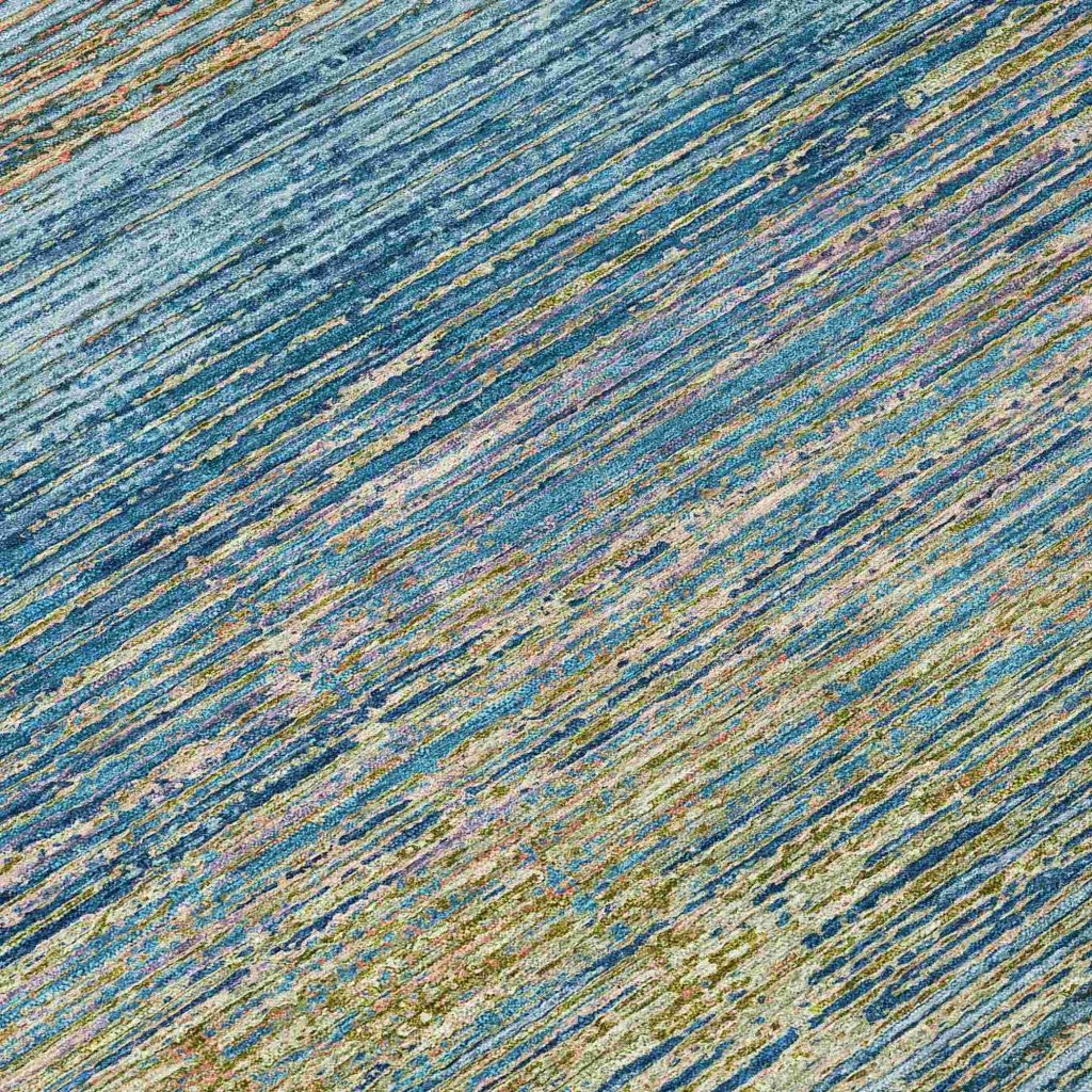 LOOMLAN Rugs Viya Blue Washable Indoor-Outdoor Rug