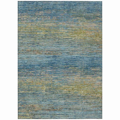 LOOMLAN Rugs Viya Blue Washable Indoor-Outdoor Rug