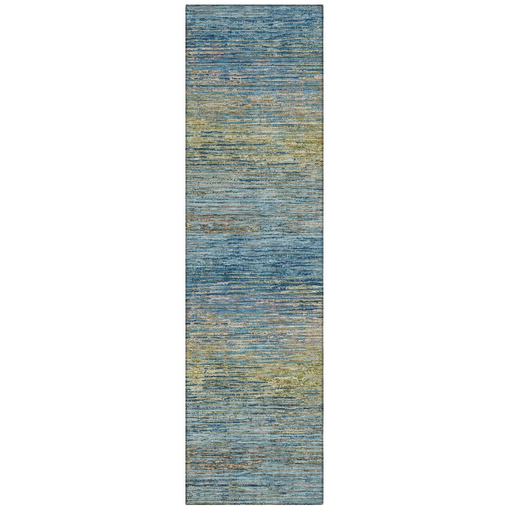 LOOMLAN Rugs Viya Blue Washable Indoor-Outdoor Rug
