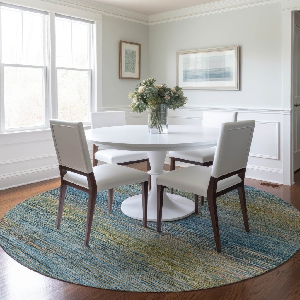 LOOMLAN Rugs Viya Blue Washable Indoor-Outdoor Rug