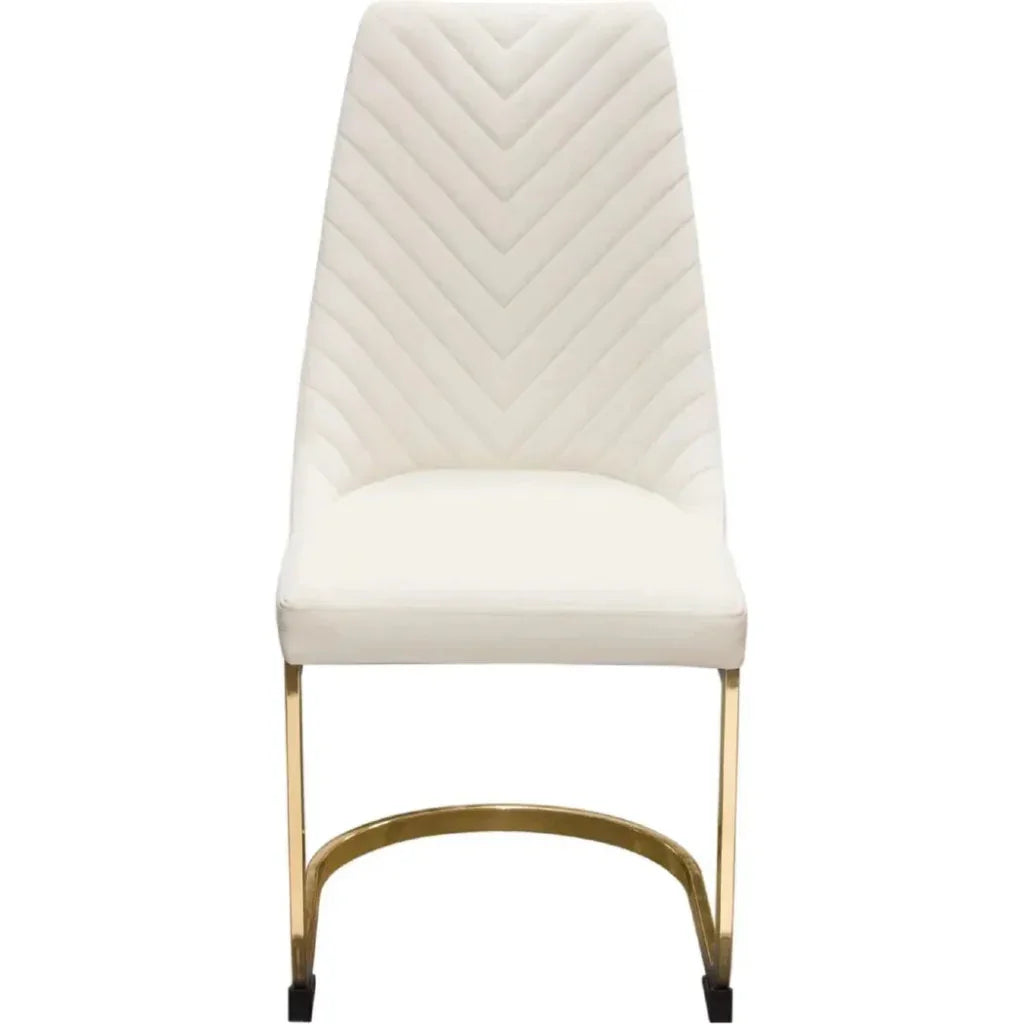 Vogue Set of (2) Dining Chairs Cream Velvet - LOOMLAN - Diamond Sofa - Dining Chairs