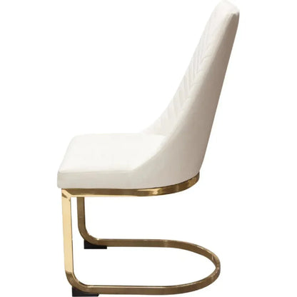 Vogue Set of (2) Dining Chairs Cream Velvet - LOOMLAN - Diamond Sofa - Dining Chairs