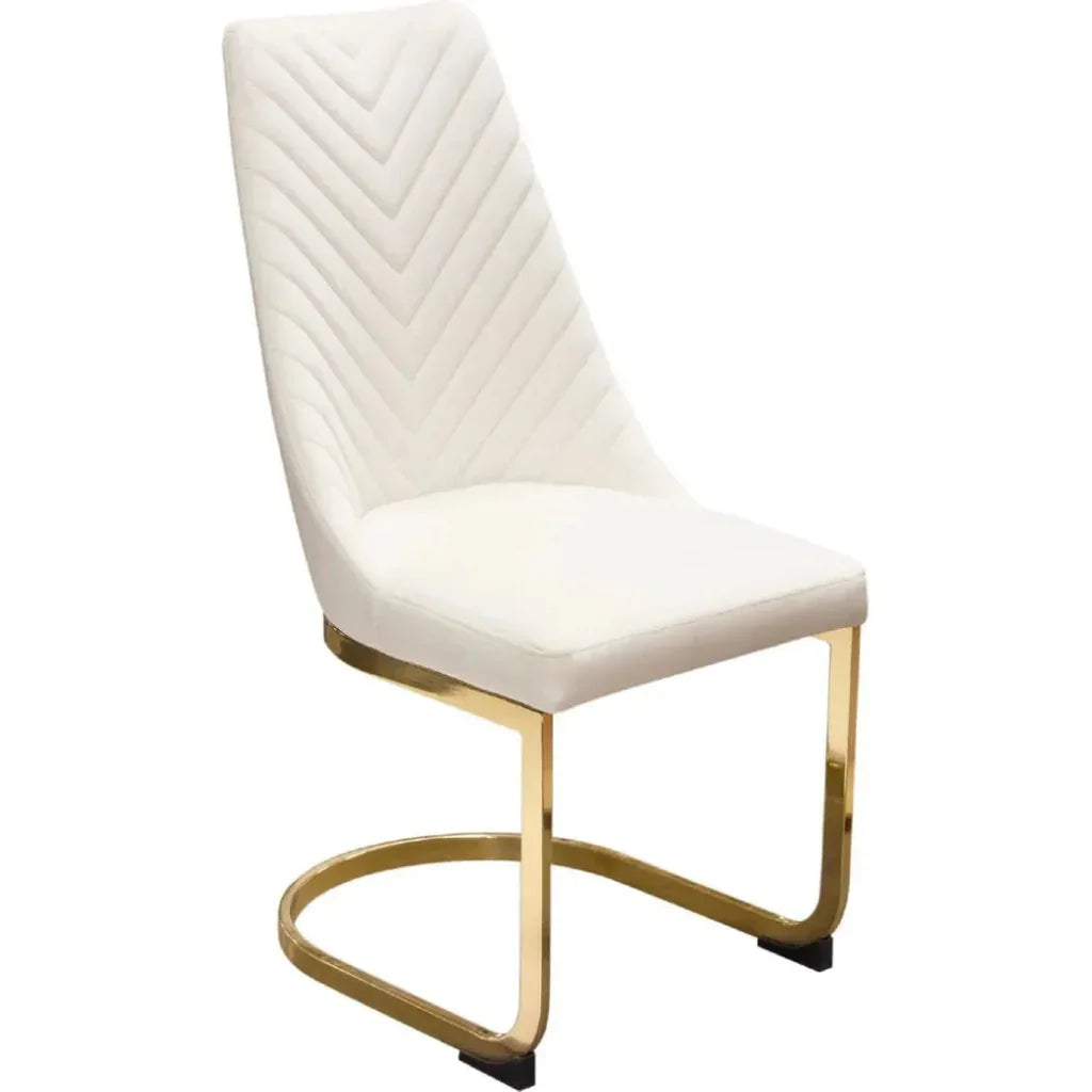 Vogue Set of (2) Dining Chairs Cream Velvet - LOOMLAN - Diamond Sofa - Dining Chairs