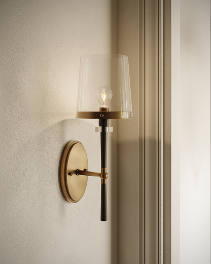 Lyndall Metal and Glass Gold Wall Sconce