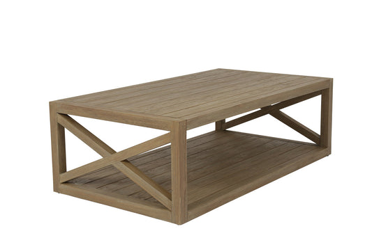 Coastal Solid Teak Durability X Shape Outdoor Coffee Table