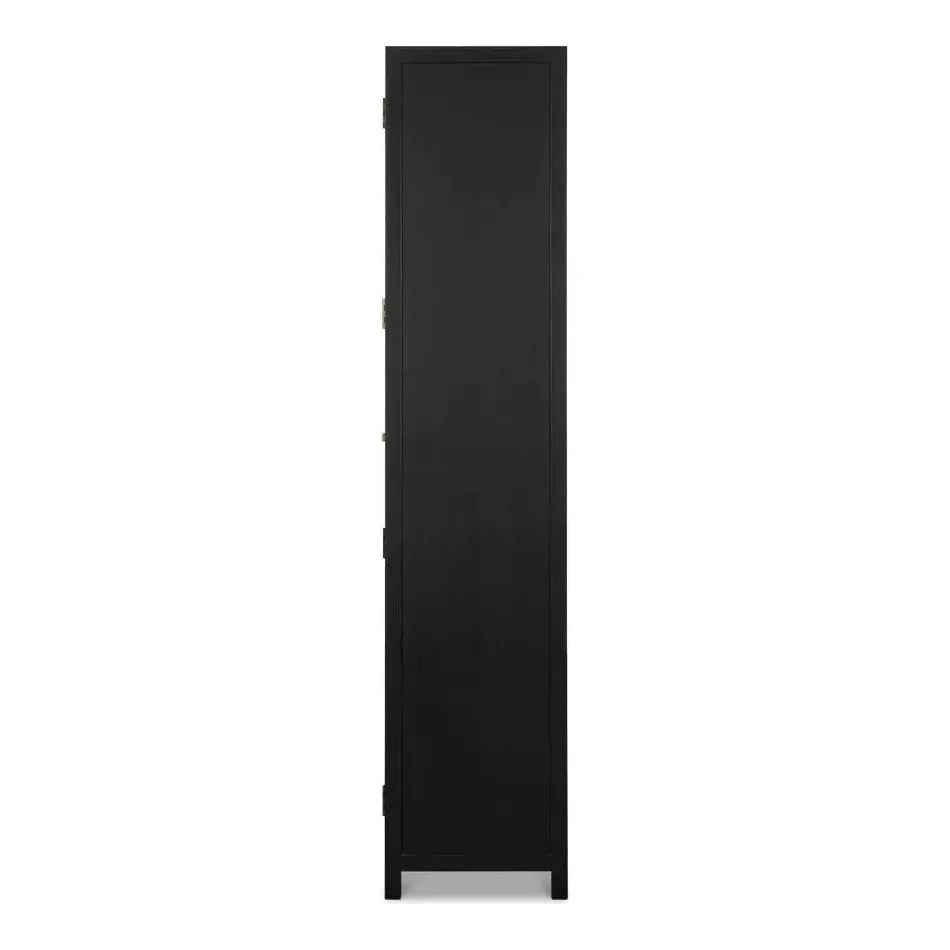 Walker Wooden Glass Door Black Bookcase - LOOMLAN - Sarreid - Bookcases