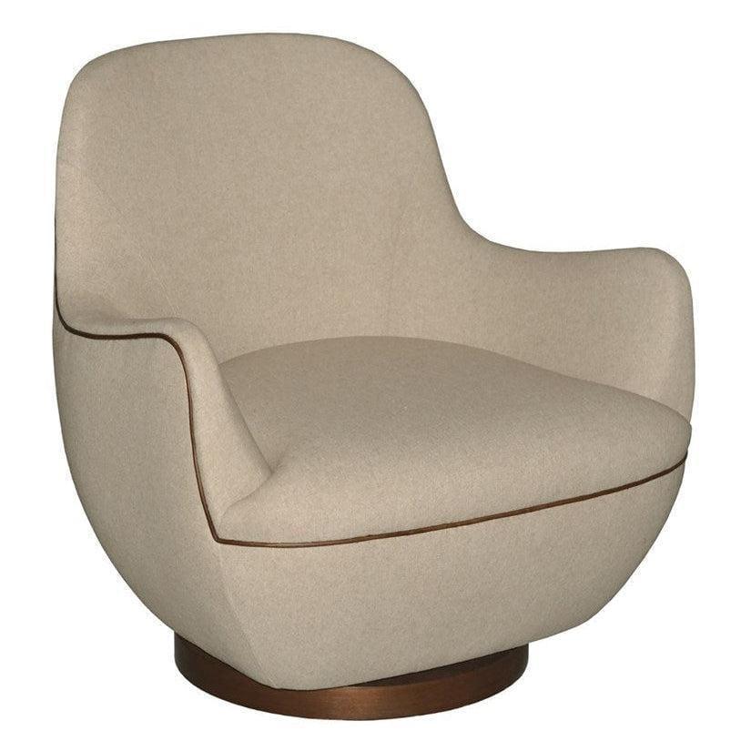 Walnut Brene Oatmeal Swivel Chair - Sideboards and Things Back Type_Tight Back, Brand_Currey & Co, Color_Beige, Color_Taupe, Features_Swivel, Materials_Upholstery, Materials_Wood, Product Type_Club Chair, Upholstery Type_Fabric Blend, Upholstery Type_Leather, Wood Species_Mahogany