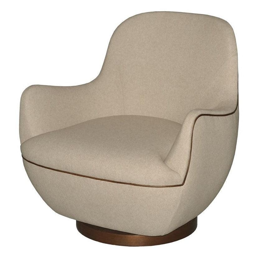 Walnut Brene Oatmeal Swivel Chair - Sideboards and Things Back Type_Tight Back, Brand_Currey & Co, Color_Beige, Color_Taupe, Features_Swivel, Materials_Upholstery, Materials_Wood, Product Type_Club Chair, Upholstery Type_Fabric Blend, Upholstery Type_Leather, Wood Species_Mahogany