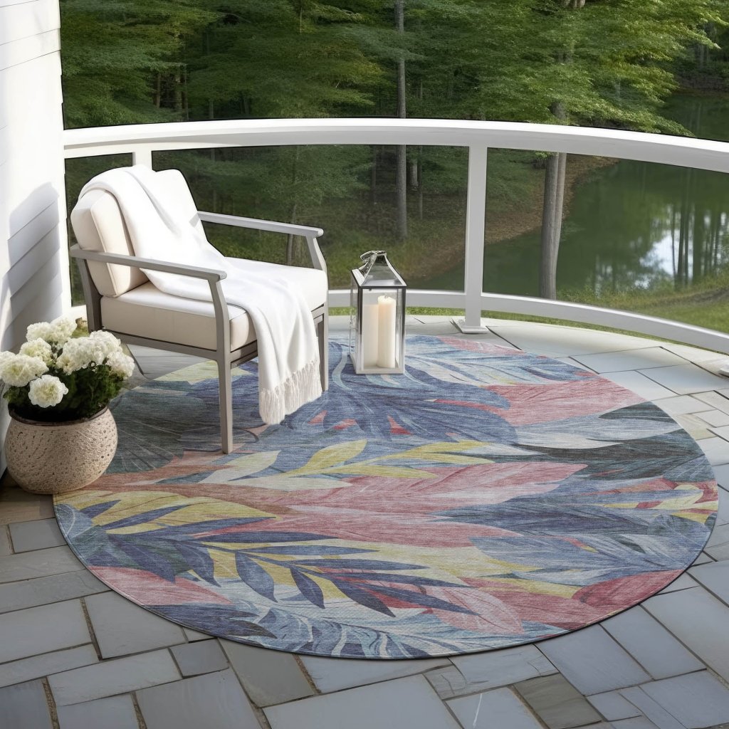 LOOMLAN Rugs Warpella Blue Washable Indoor-Outdoor Rug
