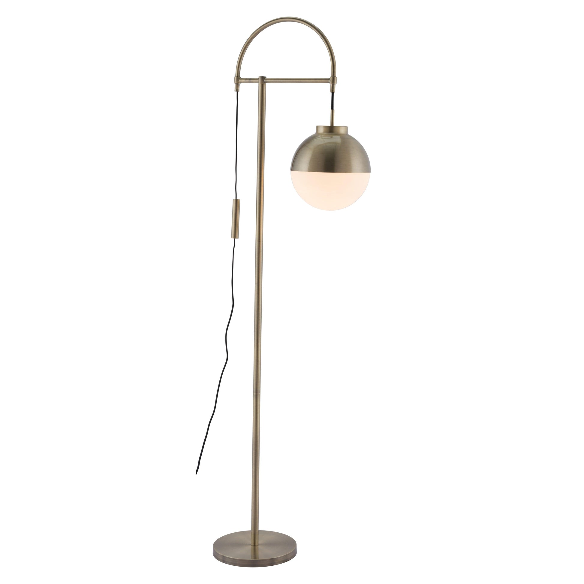 Waterloo Floor Lamp White & Brushed Bronze - Sideboards and Things Brand_Zuo Modern, Depth_10-20, Finish_Bronze, Finish_Brushed, Finish_Hand Painted, Finish_Polished, Glass Type_Frosted Glass, Height_60-70, Materials_Glass, Materials_Metal, Metal Type_Steel, Product Type_Floor Lamp, Width_20-30