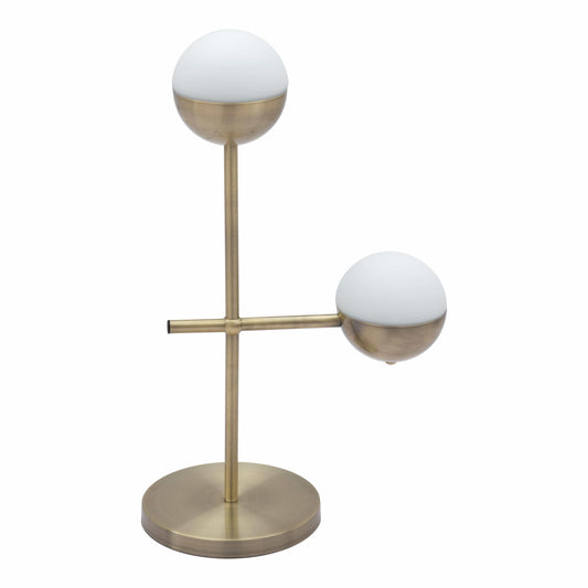 Waterloo Table Lamp White & Brushed Bronze - Sideboards and Things Accents_Bronze, Accents_Gold, Brand_Zuo Modern, Color_White, Depth_0-10, Finish_Brushed, Finish_Hand Painted, Finish_Polished, Glass Type_Frosted Glass, Height_20-30, Materials_Glass, Materials_Metal, Metal Type_Steel, Product Type_Table Lamp, Width_10-20