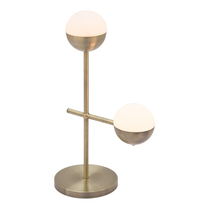 Waterloo Table Lamp White & Brushed Bronze - Sideboards and Things Accents_Bronze, Accents_Gold, Brand_Zuo Modern, Color_White, Depth_0-10, Finish_Brushed, Finish_Hand Painted, Finish_Polished, Glass Type_Frosted Glass, Height_20-30, Materials_Glass, Materials_Metal, Metal Type_Steel, Product Type_Table Lamp, Width_10-20