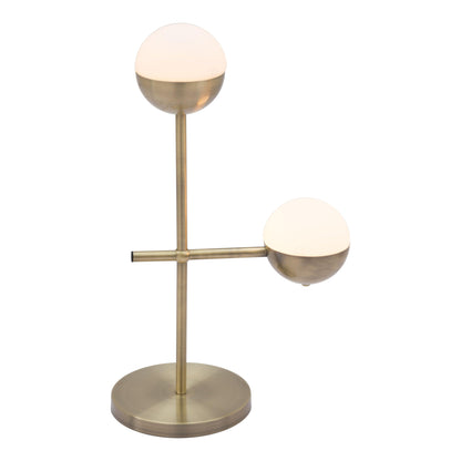 Waterloo Table Lamp White & Brushed Bronze - Sideboards and Things Accents_Bronze, Accents_Gold, Brand_Zuo Modern, Color_White, Depth_0-10, Finish_Brushed, Finish_Hand Painted, Finish_Polished, Glass Type_Frosted Glass, Height_20-30, Materials_Glass, Materials_Metal, Metal Type_Steel, Product Type_Table Lamp, Width_10-20