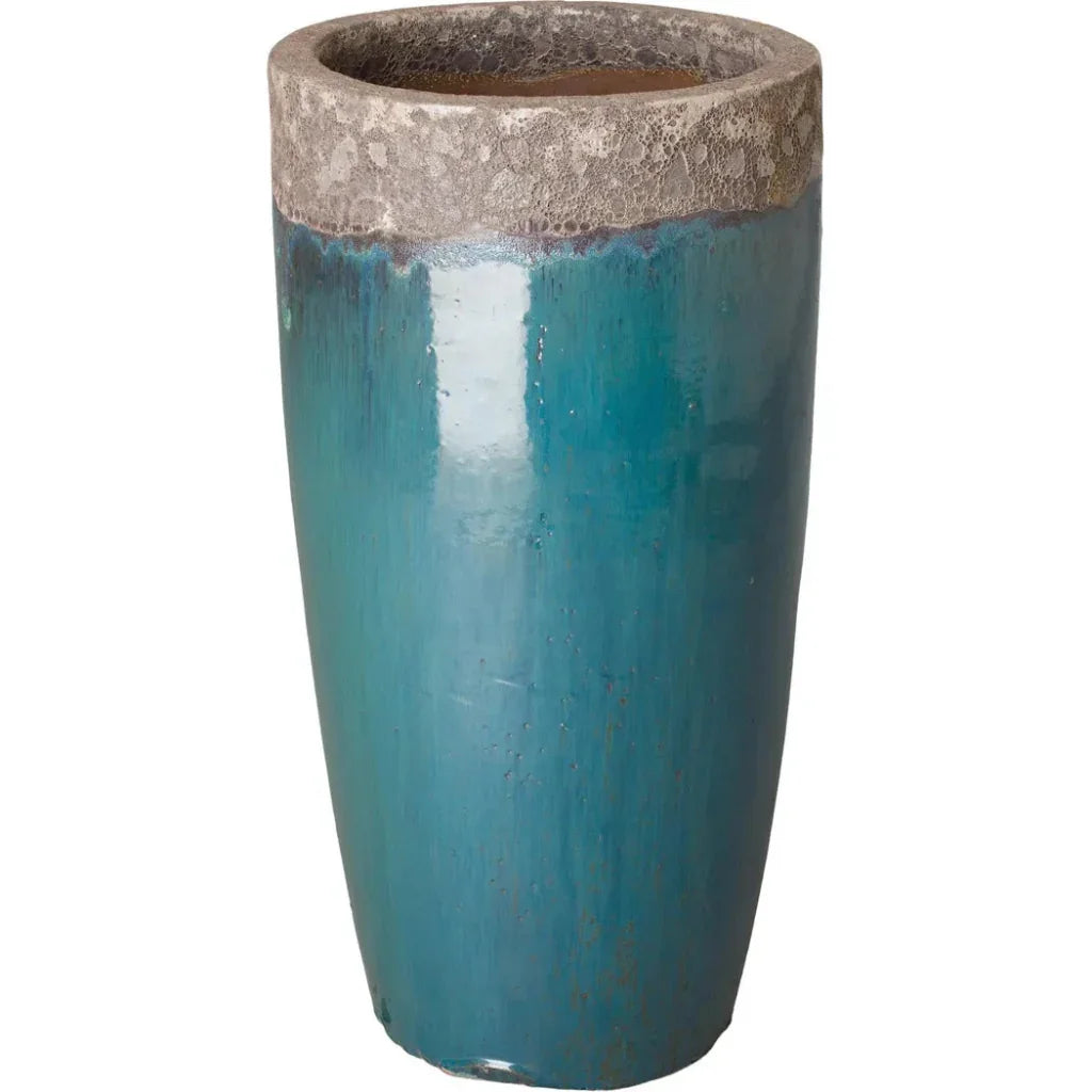Weather Resistant Tall Round Ceramic Planter
