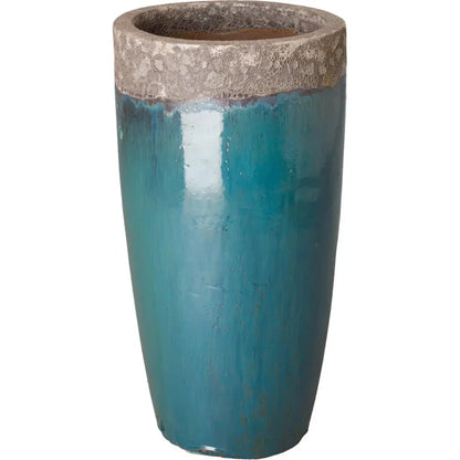 Weather Resistant Tall Round Ceramic Planter