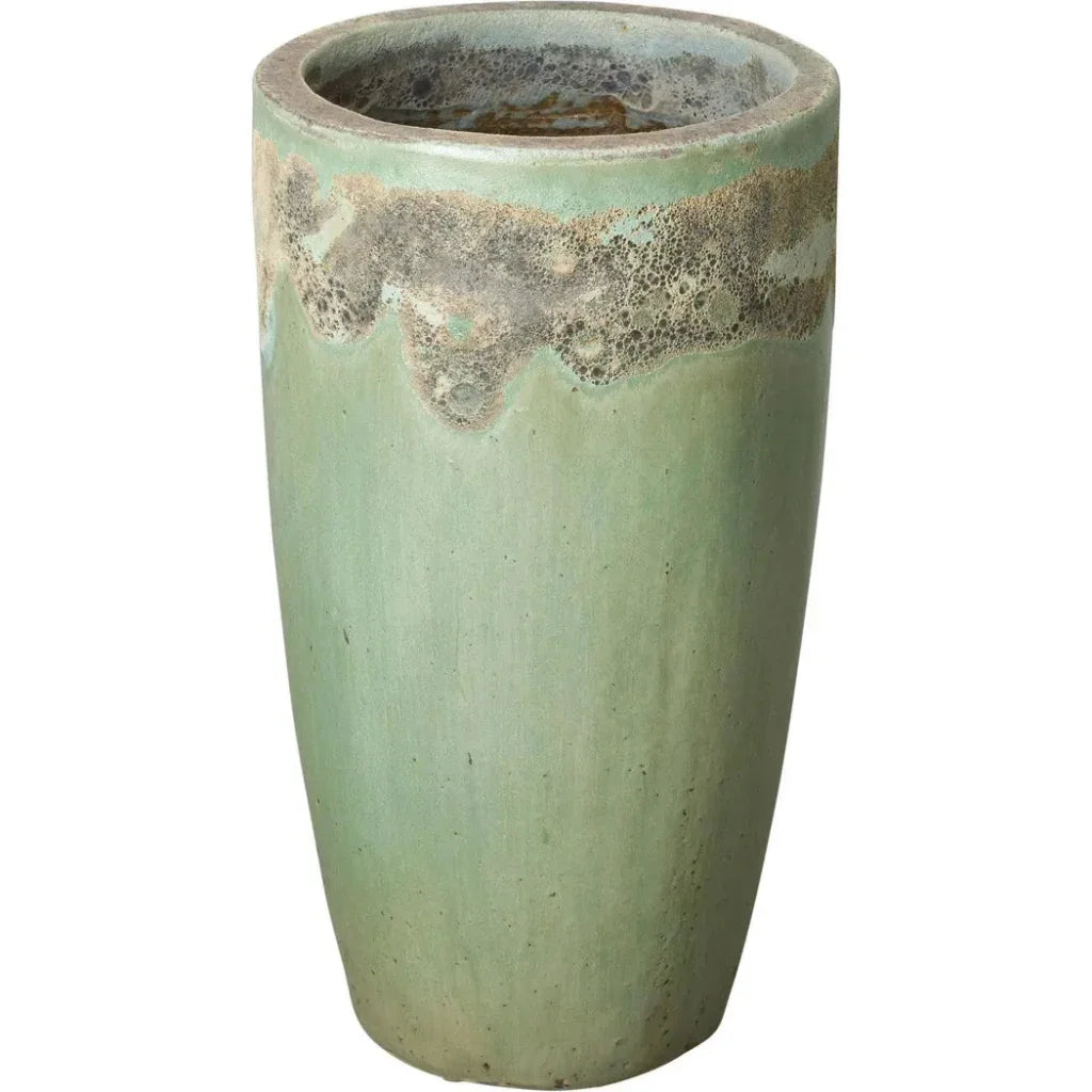 Weather Resistant Tall Round Ceramic Planter