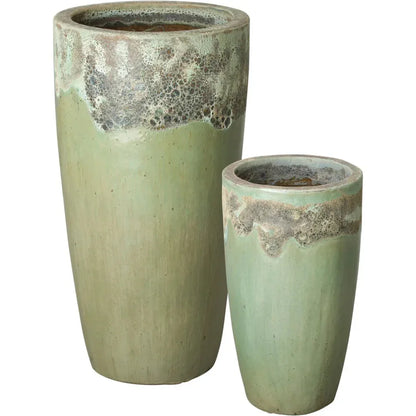 Weather Resistant Tall Round Ceramic Planter
